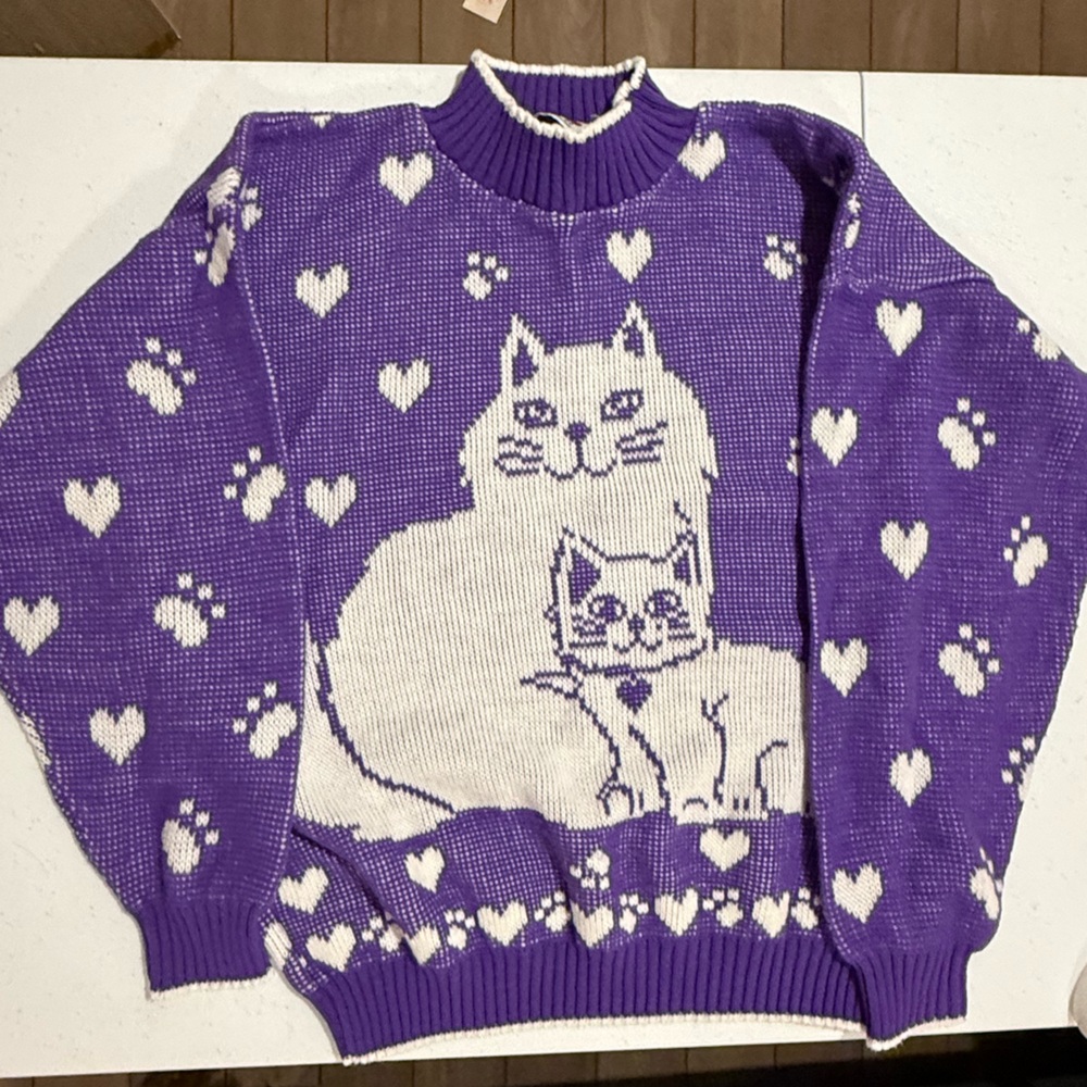 Vintage purple cat sweater